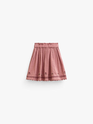 Cross-Stitch Double Gauze Skirt - Tween - Dusty Rose | 101470 Laureen