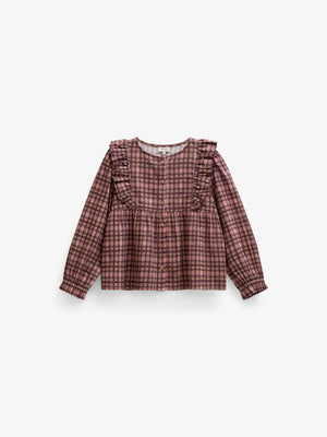 Checked Cotton Frill Blouse - Tween - Rose | 101494 Penny