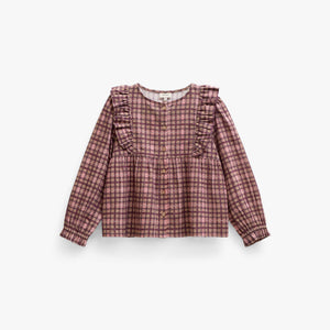 Checked Cotton Frill Blouse - Kids - Rose | 101493 Penny