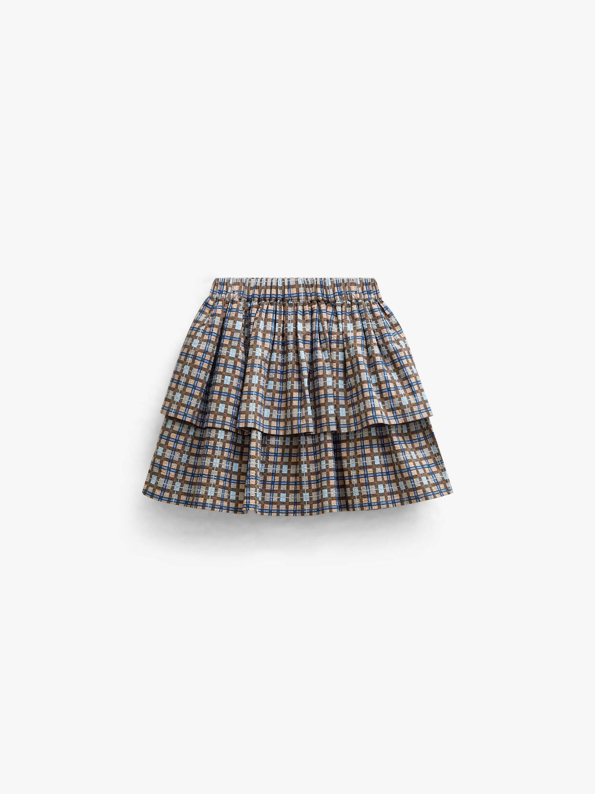 Checked Cotton Skirt - Kids - Blue | 101499 Penny