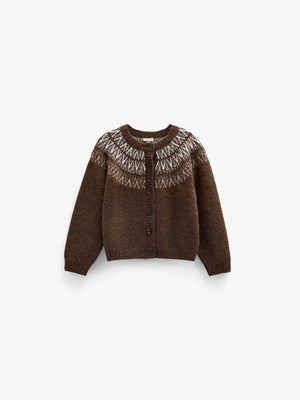 Jacquard Knit Cardigan - Tween - Brown | 101524 Daniella