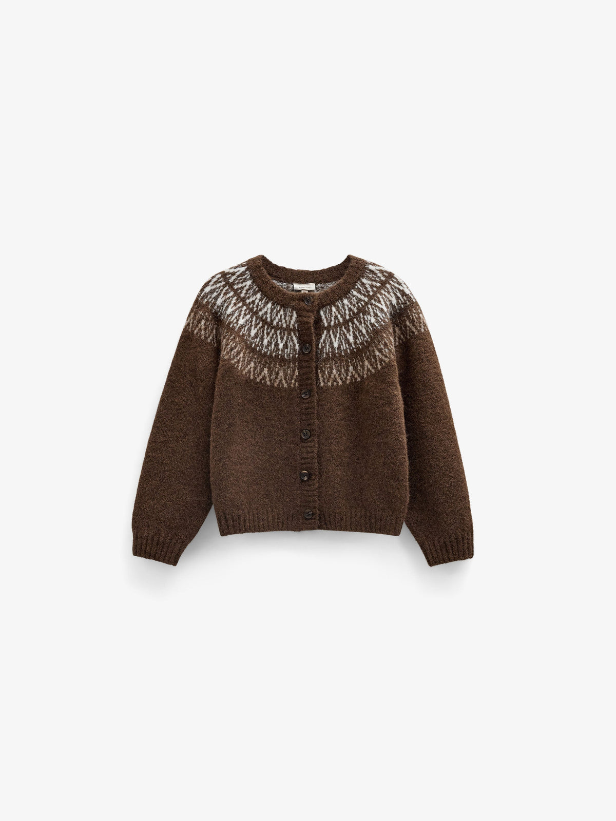 Jacquard Knit Cardigan - Tween - Brown | 101524 Daniella