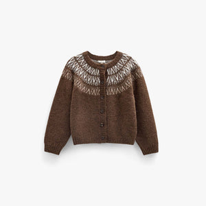 Jacquard Knit Cardigan - Tween - Brown | 101524 Daniella