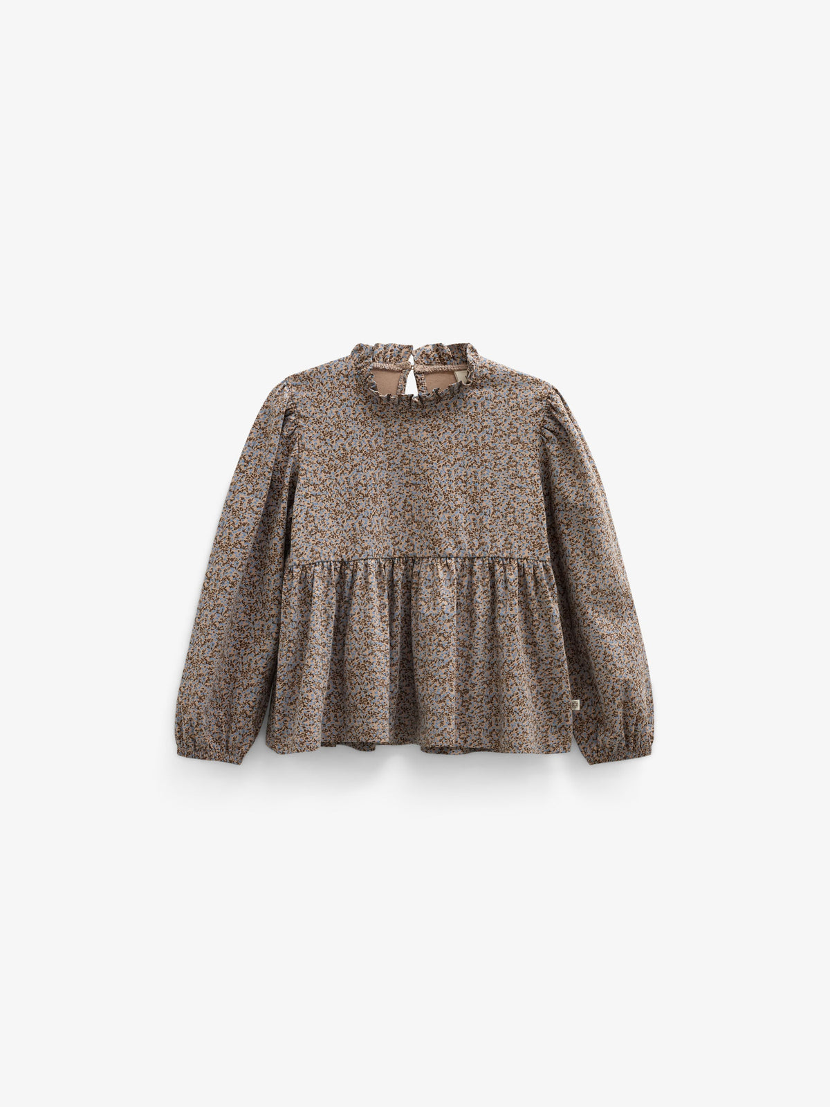 Printed Peplum Jersey Blouse - Tween - Blue/Brown | 101542 Heidi