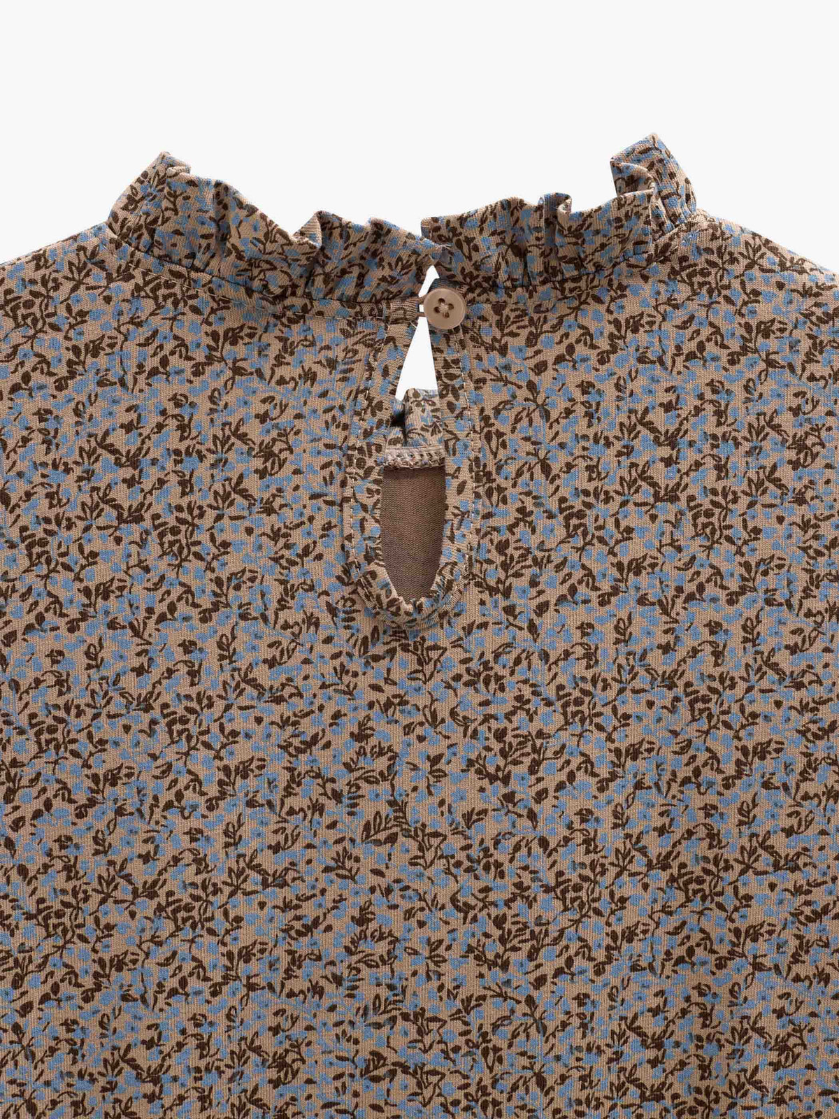 Printed Peplum Jersey Blouse - Tween - Blue/Brown | 101542 Heidi