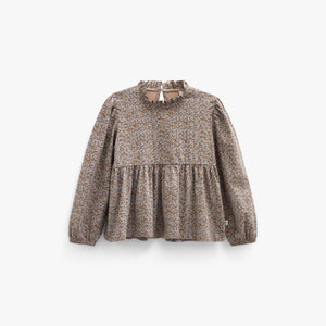 Printed Peplum Jersey Blouse - Kids - Blue/Brown | 101541 Heidi