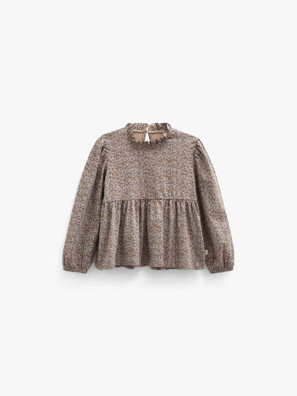 Printed Peplum Jersey Blouse - Kids - Blue/Brown | 101541 Heidi