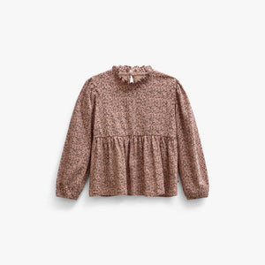 Printed Peplum Jersey Blouse - Kids - Rose/Bordeaux | 101543 Heidi