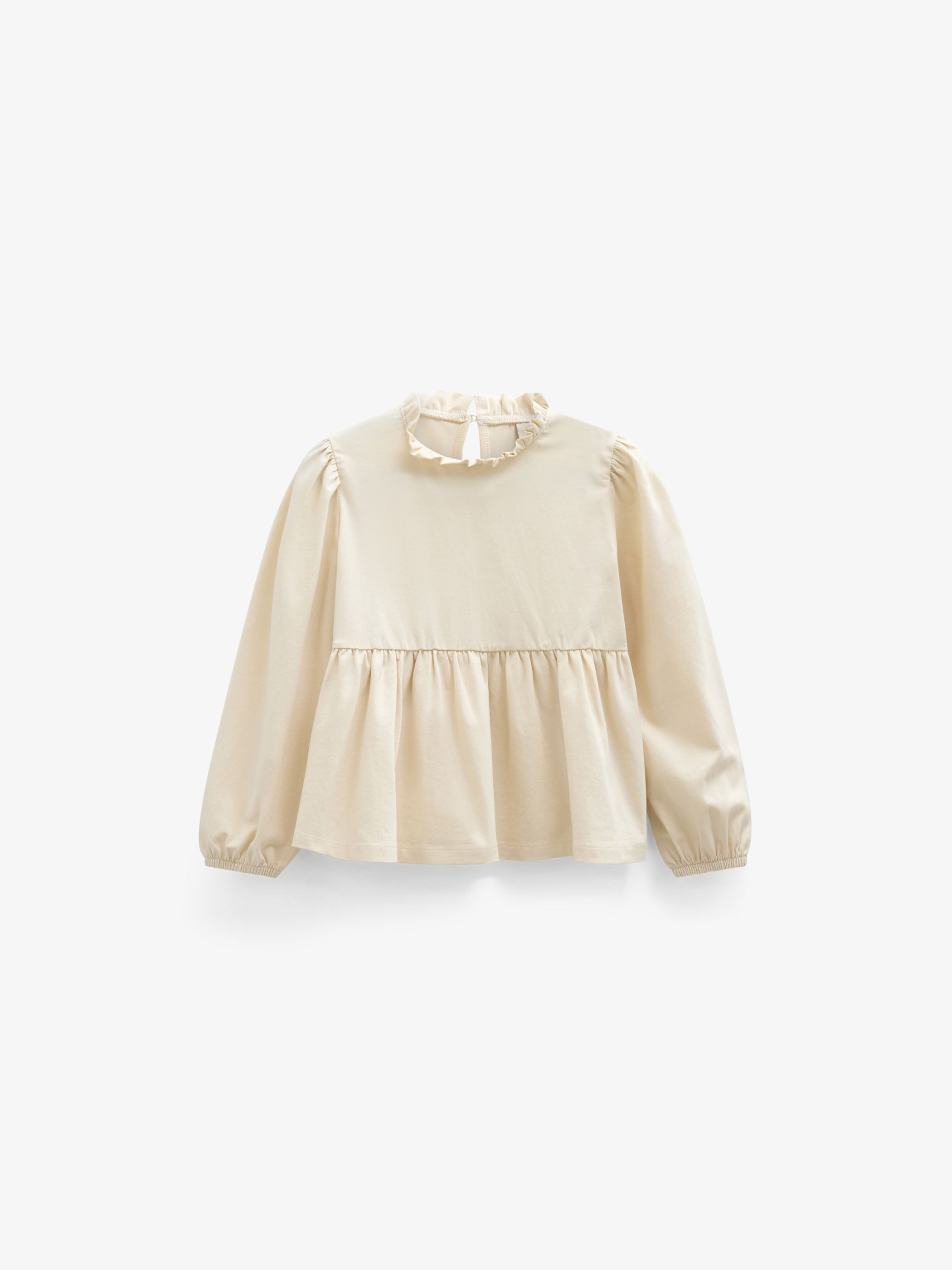 Solid Peplum Jersey Blouse - Tween - Offwhite | 101546 Heidi