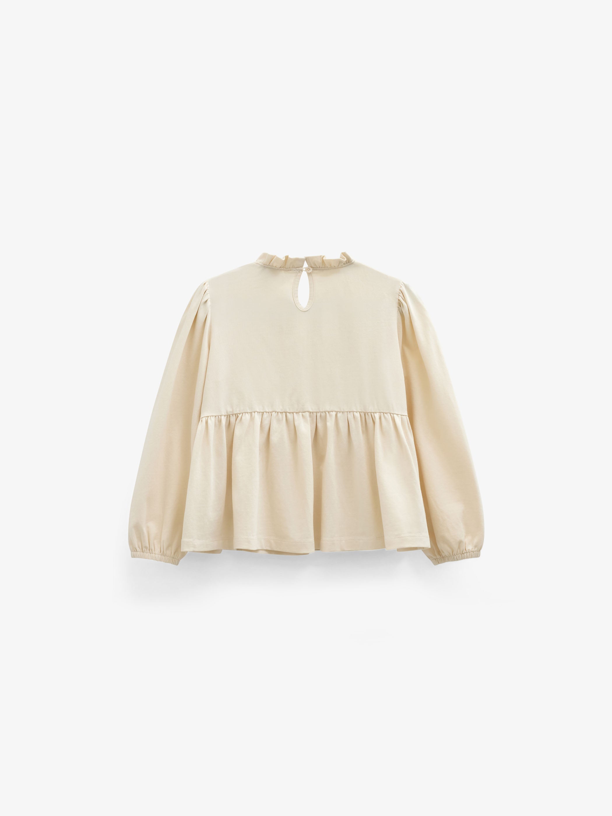Solid Peplum Jersey Blouse - Tween - Offwhite | 101546 Heidi