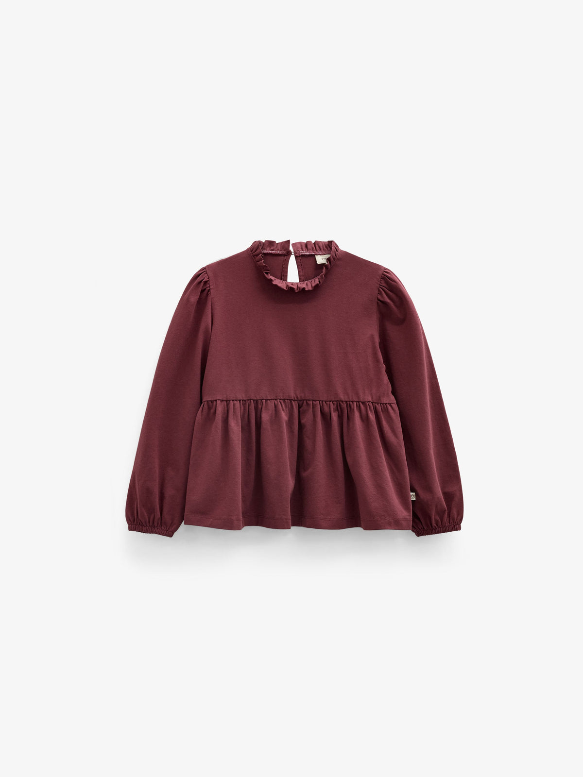 Solid Peplum Jersey Blouse - Kids - Bordeaux | 101547 Heidi
