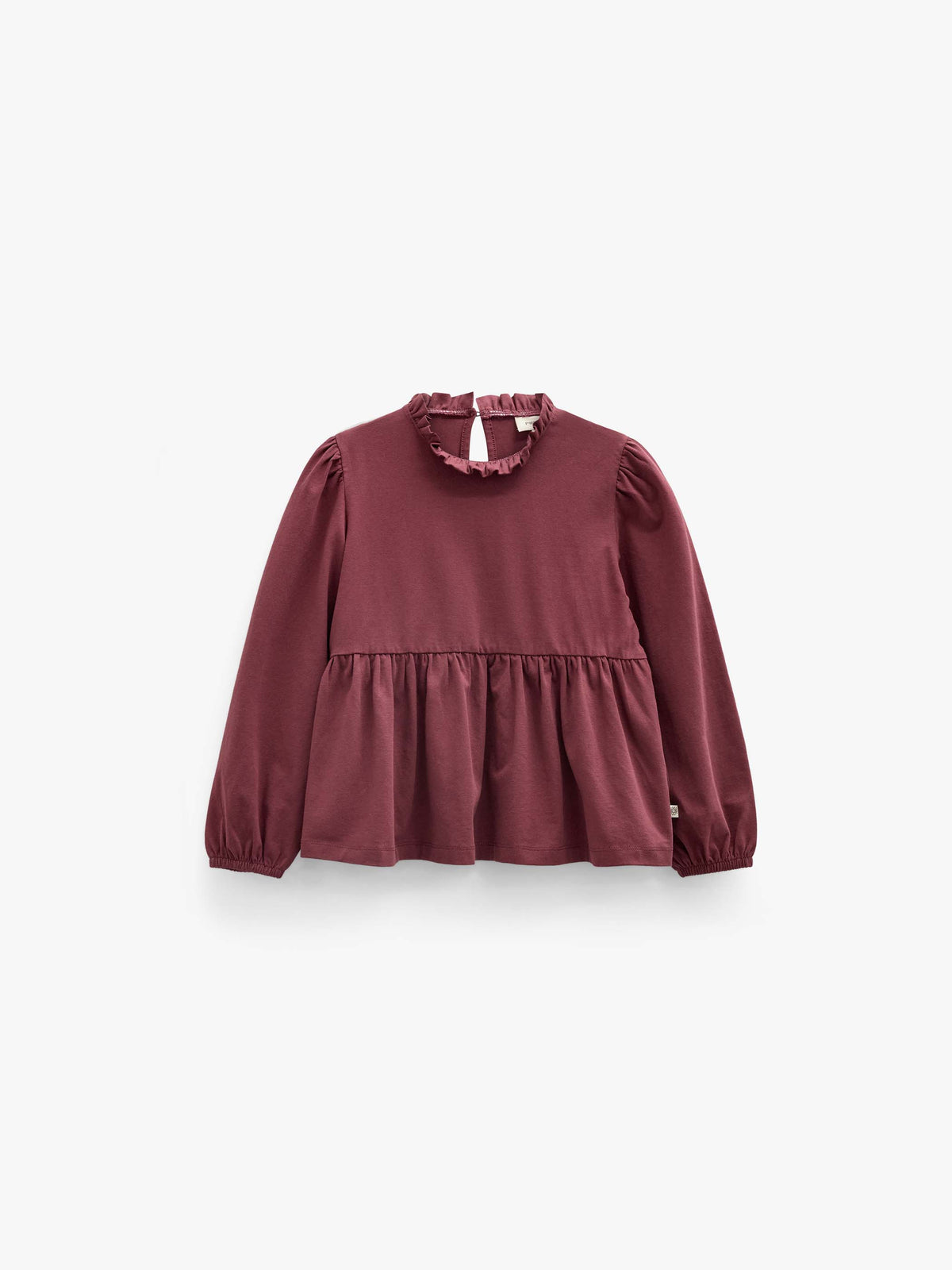 Solid Peplum Jersey Blouse - Tween - Bordeaux | 101548 Heidi