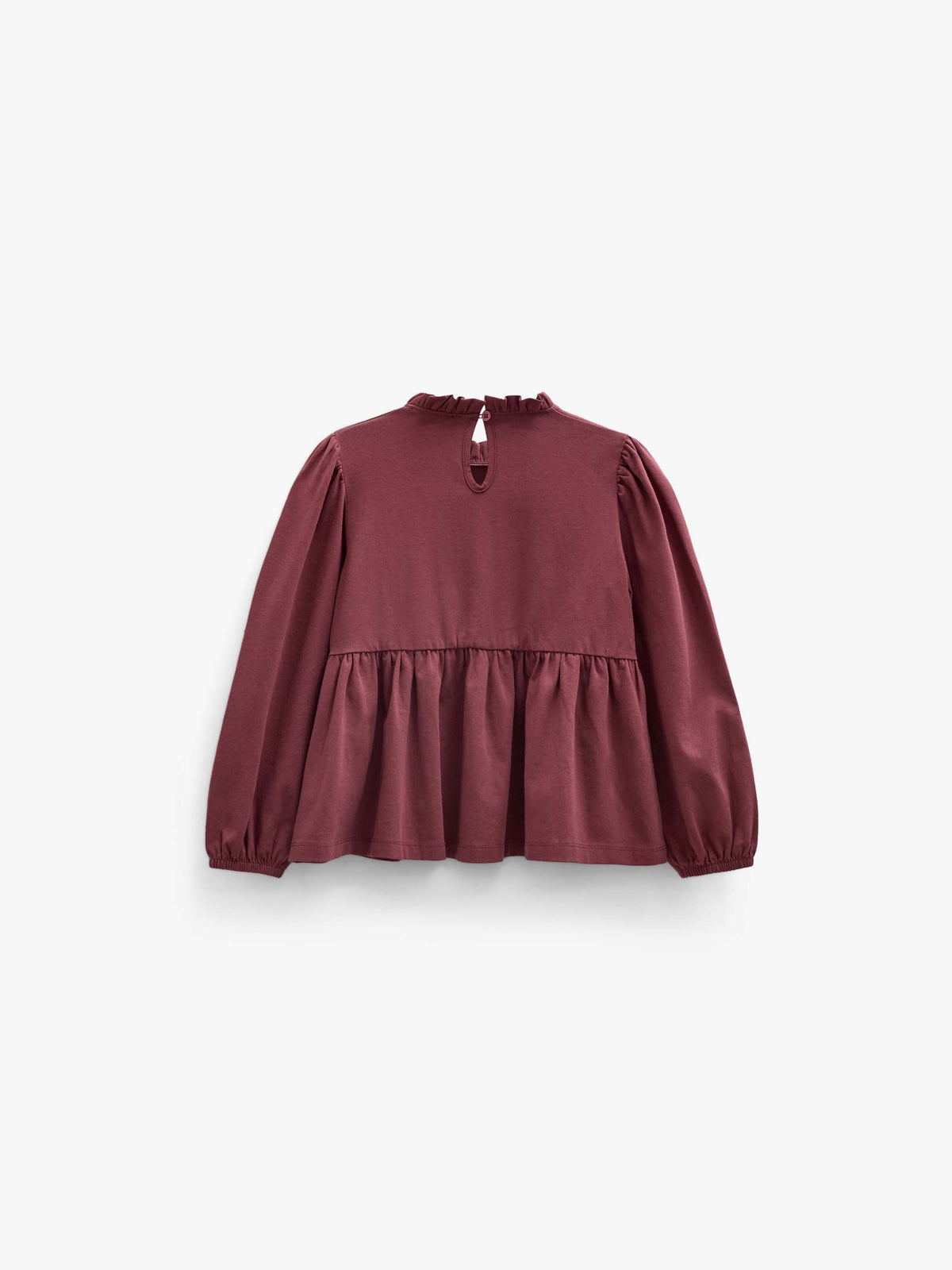 Solid Peplum Jersey Blouse - Kids - Bordeaux | 101547 Heidi
