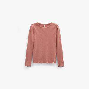 Ribbed Modal-Blend Long-Sleeve T-Shirt - Tween - Dusty Rose | 101560 Lottie
