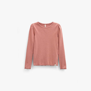 Ribbed Modal-Blend Long-Sleeve T-Shirt - Tween - Dusty Rose | 101560 Lottie
