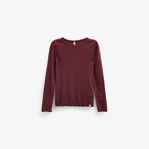 Ribbed Modal-Blend Long-Sleeve T-Shirt - Tween - Bordeaux | 101562 Lottie