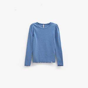 Ribbed Modal-Blend Long-Sleeve T-Shirt - Tween - Dusty Blue | 101564 Lottie