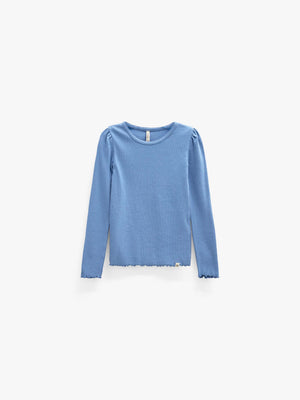Ribbed Modal-Blend Long-Sleeve T-Shirt - Tween - Dusty Blue | 101564 Lottie