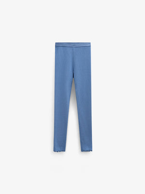 Ribbed Modal-Blend Leggings - Tween - Dusty Blue | 101572 Lottie