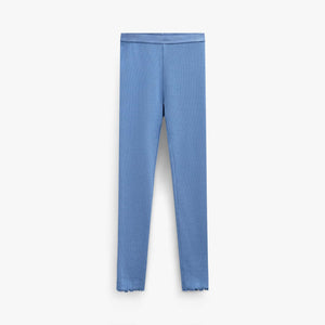 Ribbed Modal-Blend Leggings - Kids - Dusty Blue | 101571 Lottie