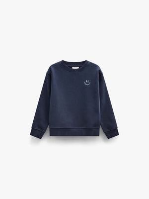 Smiley Crew Neck Sweatshirt - Kids - Navy | 101573 Andrew