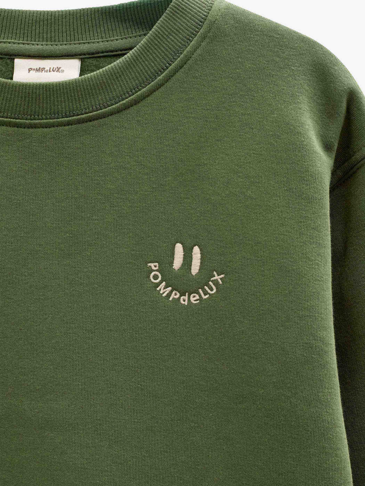 Smiley Crew Neck Sweatshirt - Tween - Moss Green | 101576 Andrew