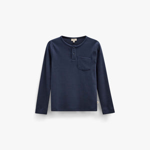Ribbed Long-Sleeve Henley T-Shirt - Kids - Navy | 101591 Conrad