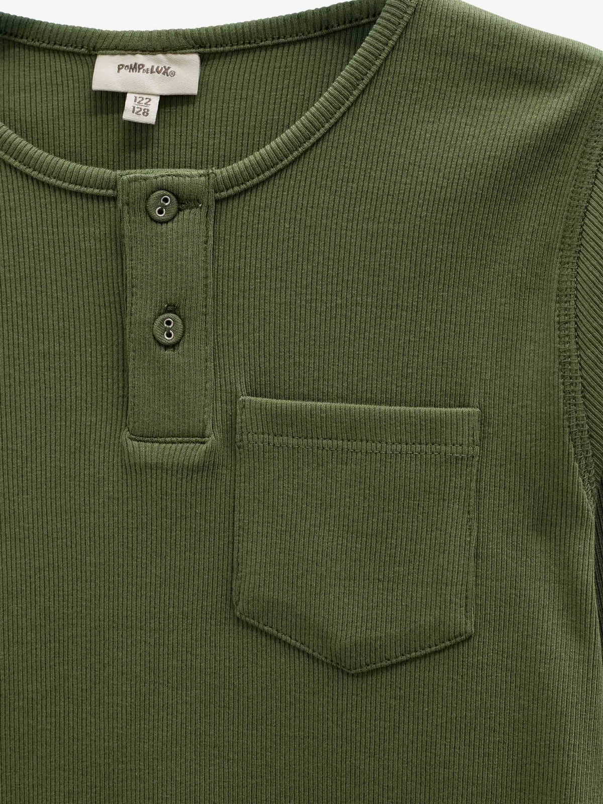 Ribbed Long-Sleeve Henley T-Shirt - Tween - Moss Green | 101594 Conrad