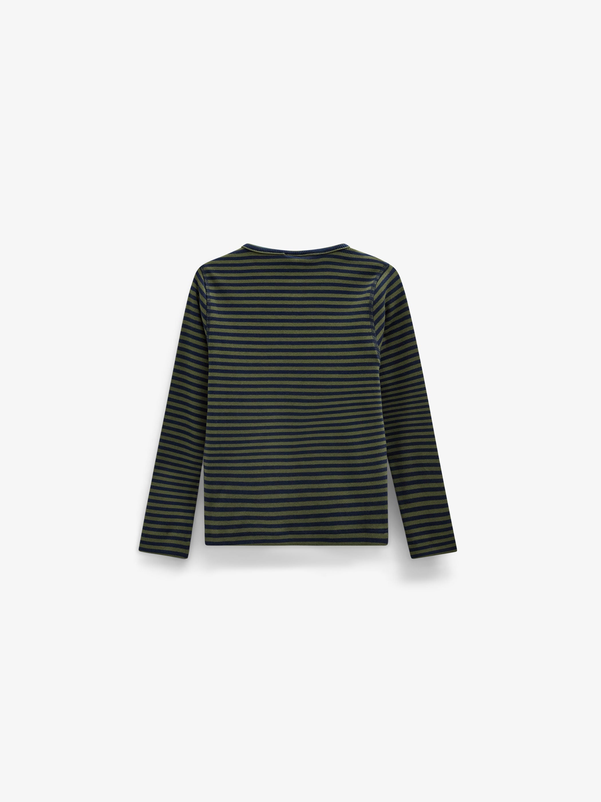 Ribbed Long-Sleeve Henley T-Shirt - Tween - Moss Green/Navy Stripe | 101596 Conrad