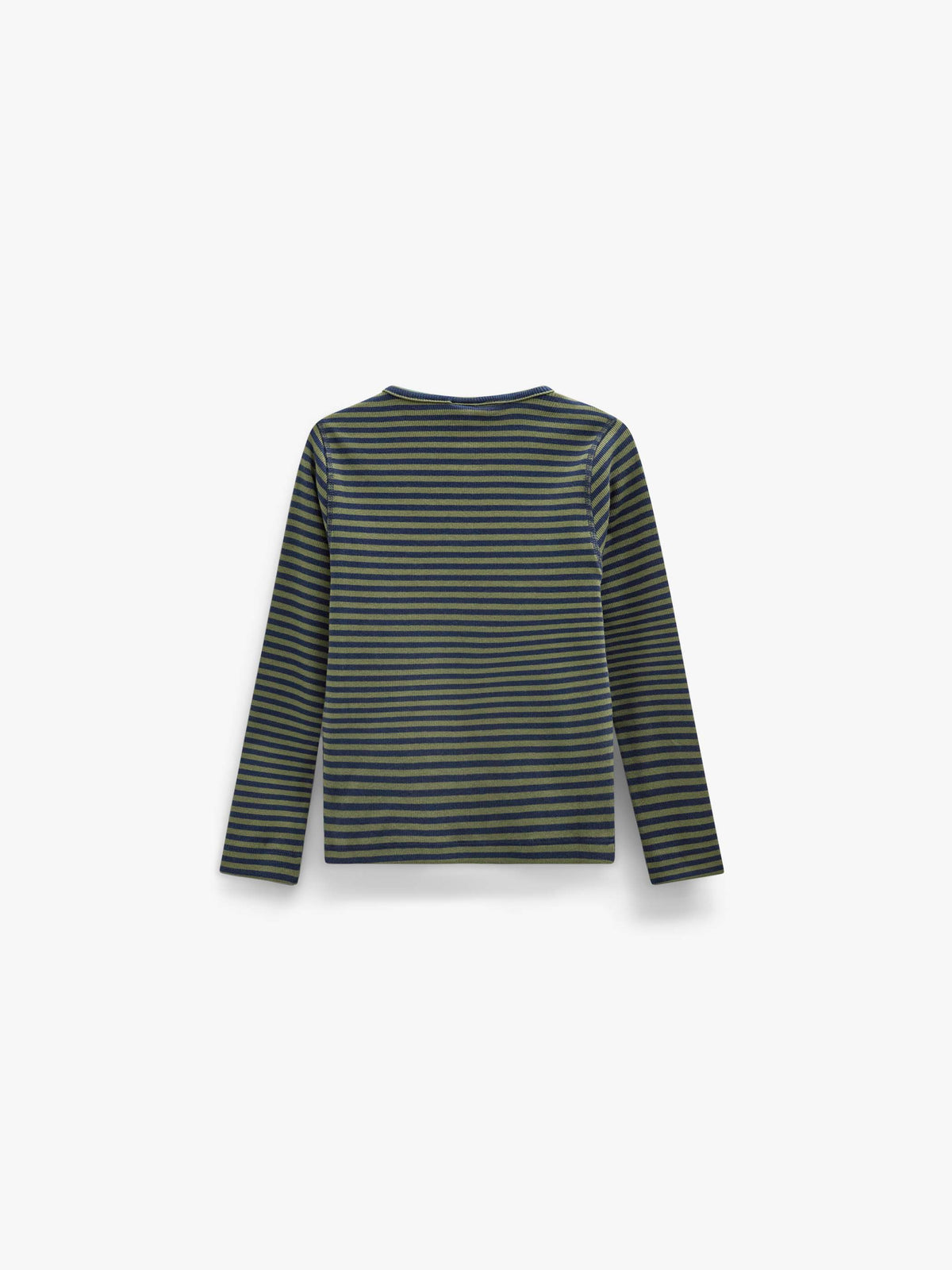 Ribbed Long-Sleeve Henley T-Shirt - Tween - Moss Green/Navy Stripe | 101596 Conrad