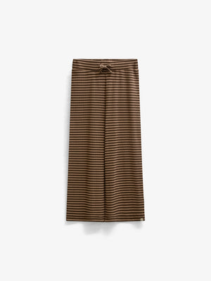 Striped Wide-Leg Rib Trousers - Tween - Brown/Light Brown | 101606 Gloria