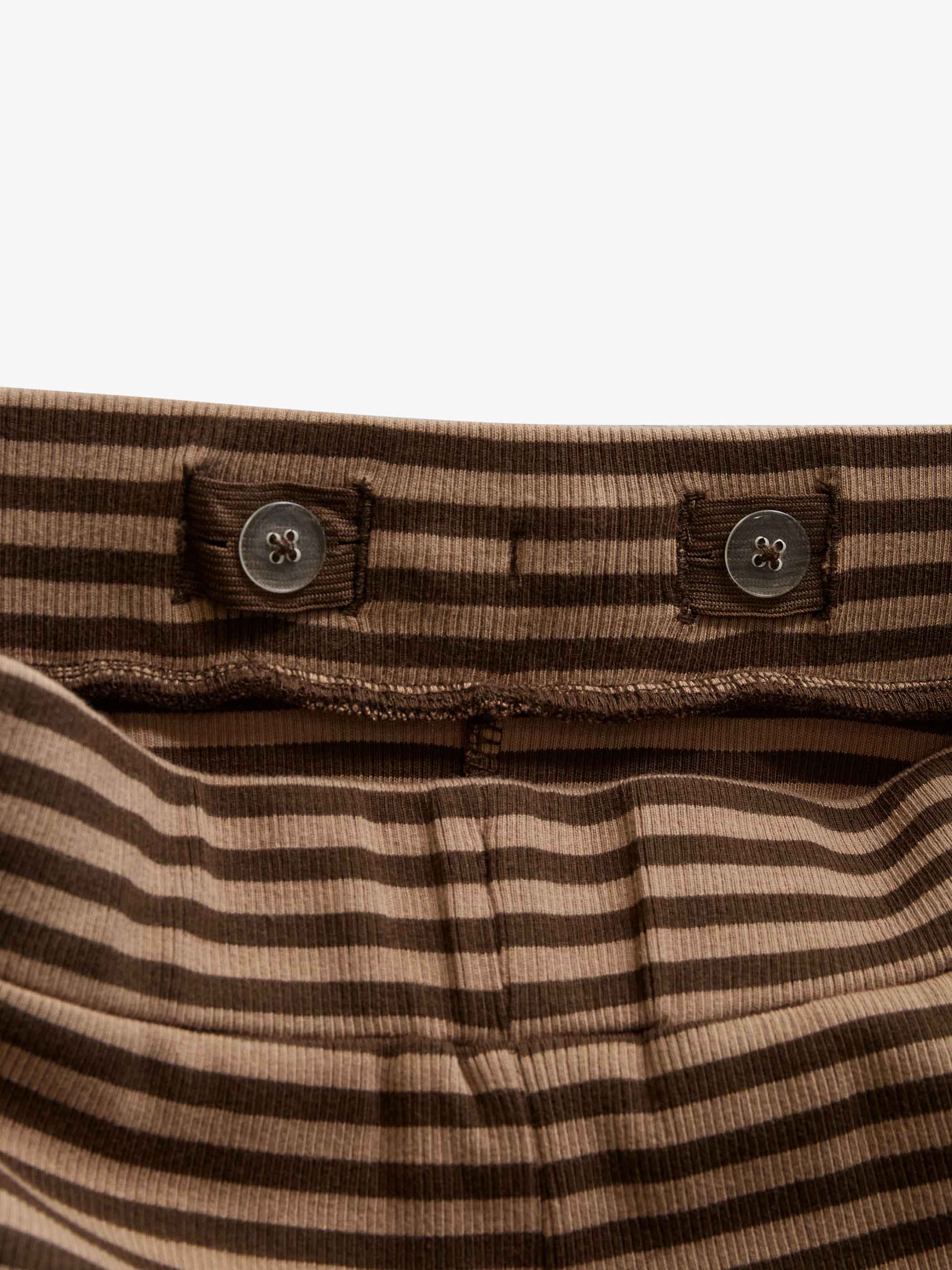Striped Wide-Leg Rib Trousers - Tween - Brown/Light Brown | 101606 Gloria