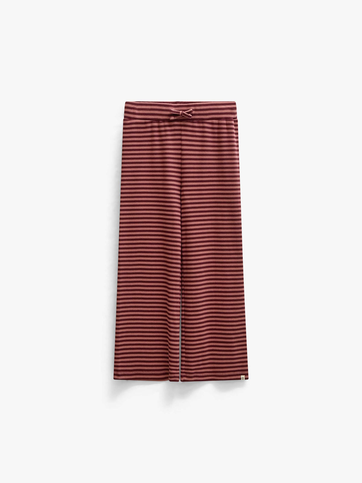 Striped Wide-Leg Rib Trousers - Tween - Dusty Rose/Bordeaux | 101607 Gloria