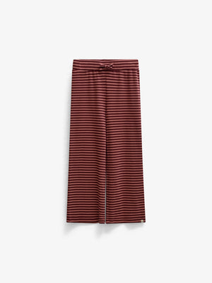 Striped Wide-Leg Rib Trousers - Tween - Dusty Rose/Bordeaux | 101607 Gloria
