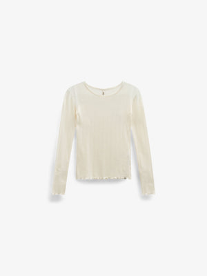 Long-Sleeve Cotton-Modal Pointelle T-Shirt - Tween - Offwhite | 101609 Ruby