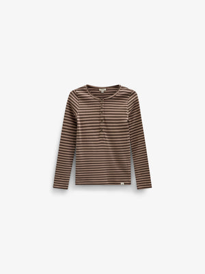 Striped Rib Long-Sleeve T-Shirt - Tween - Brown/Light Brown | 101615 Gloria