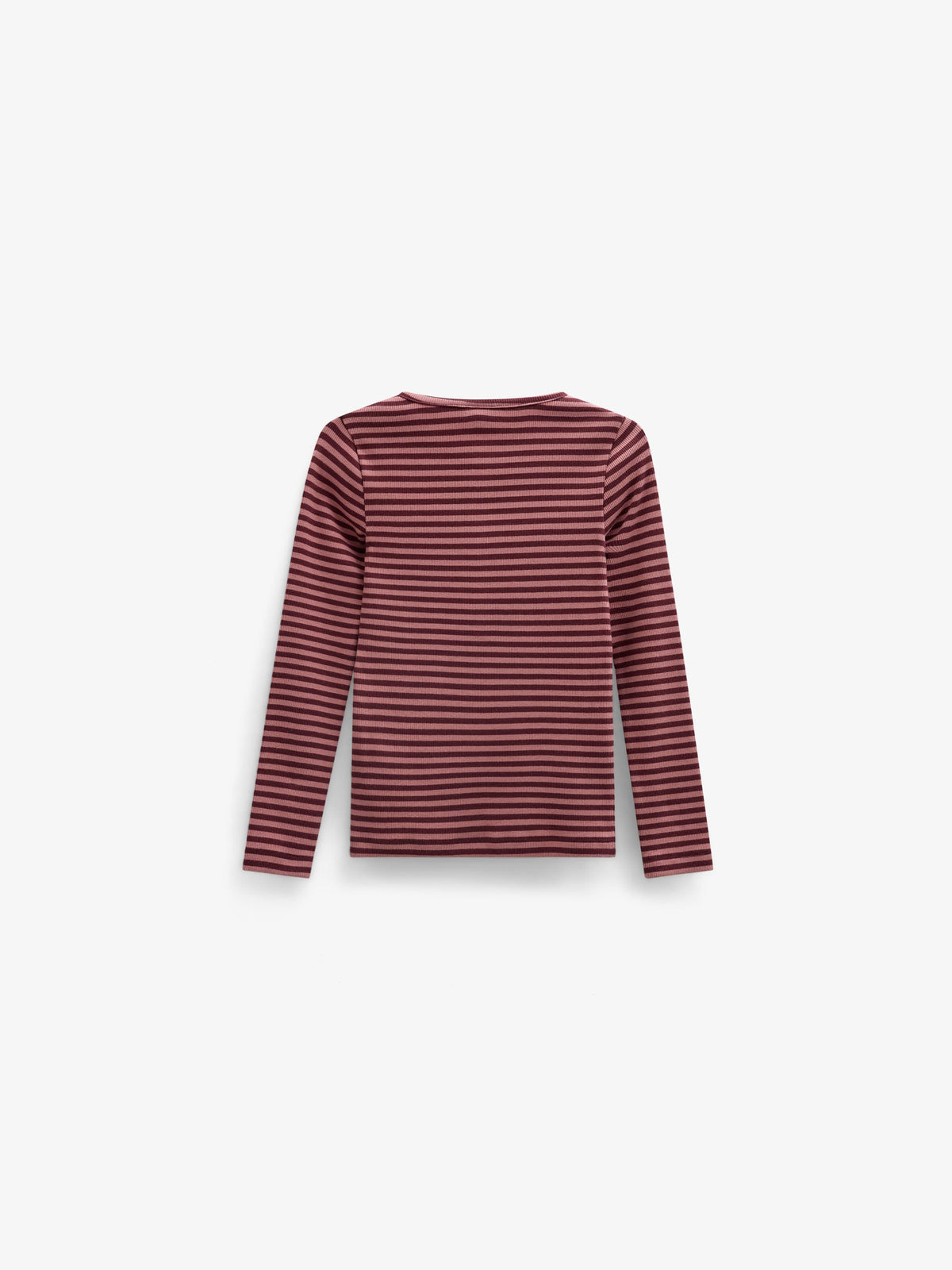 Striped Rib Long-Sleeve T-Shirt - Tween - Dusty Rose/Bordeaux | 101617 Gloria