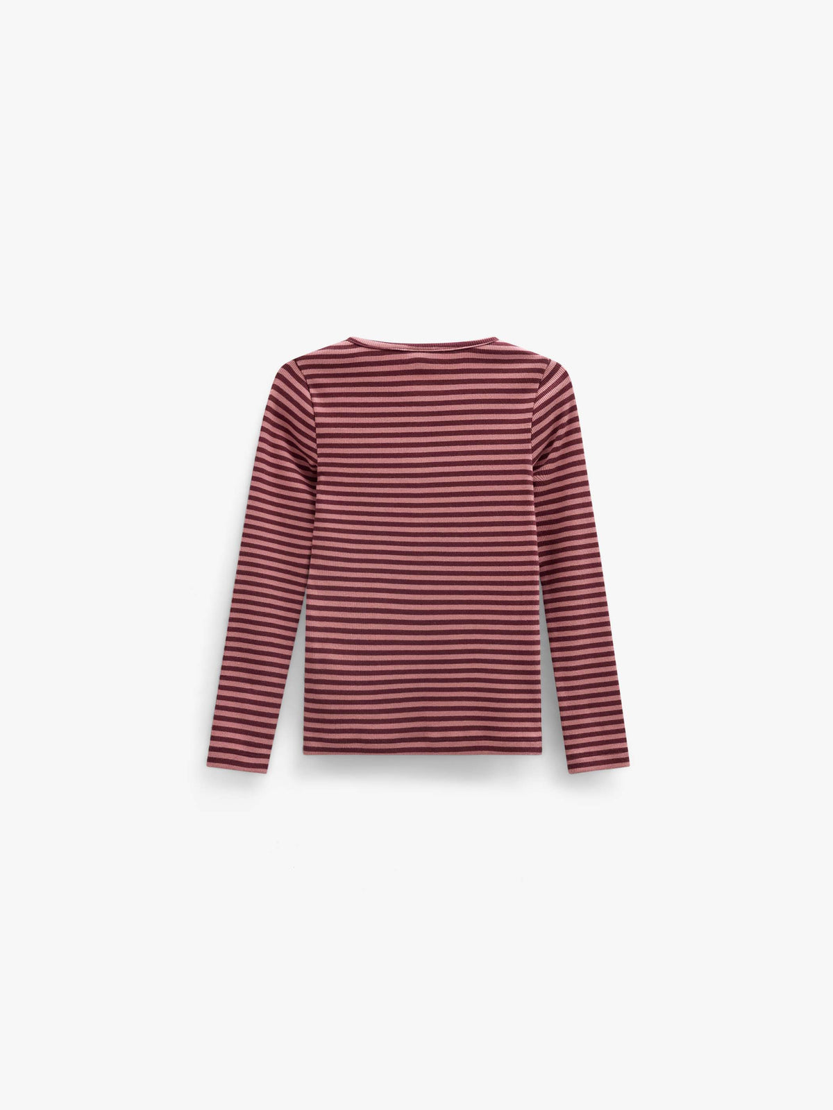 Striped Rib Long-Sleeve T-Shirt - Kids - Dusty Rose/Bordeaux | 101616 Gloria