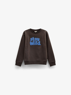 Front Print Crew Neck Sweatshirt - Tween - Dark Brown | 101623 Joel