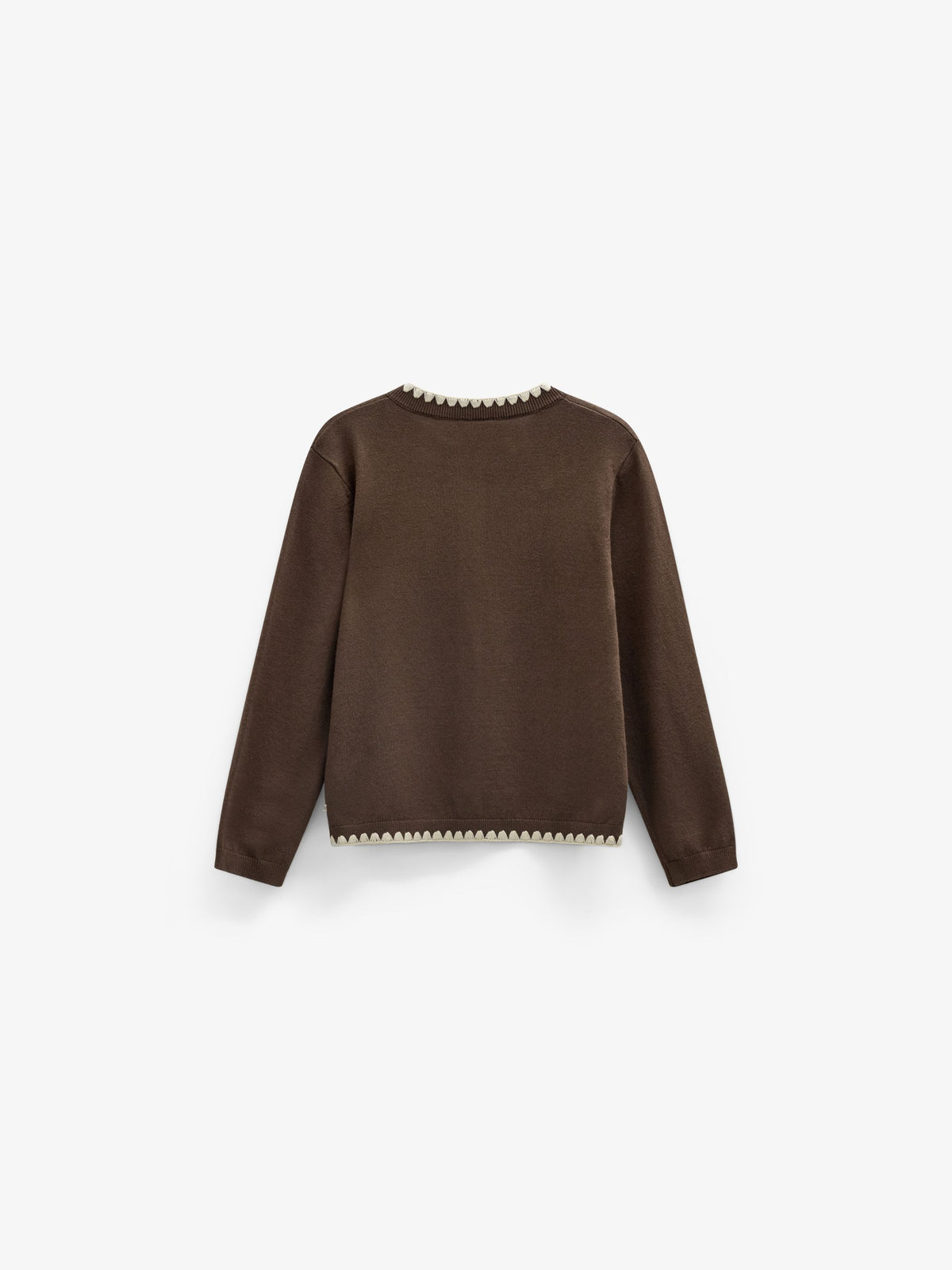 Contrast Stitch Cardigan - Kids - Brown/Offwhite | 101632 Lia