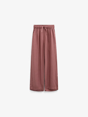 Dotted Wide-Leg Viscose Trousers - Tween - Dusty Rose/Bordeaux | 101659 Feline