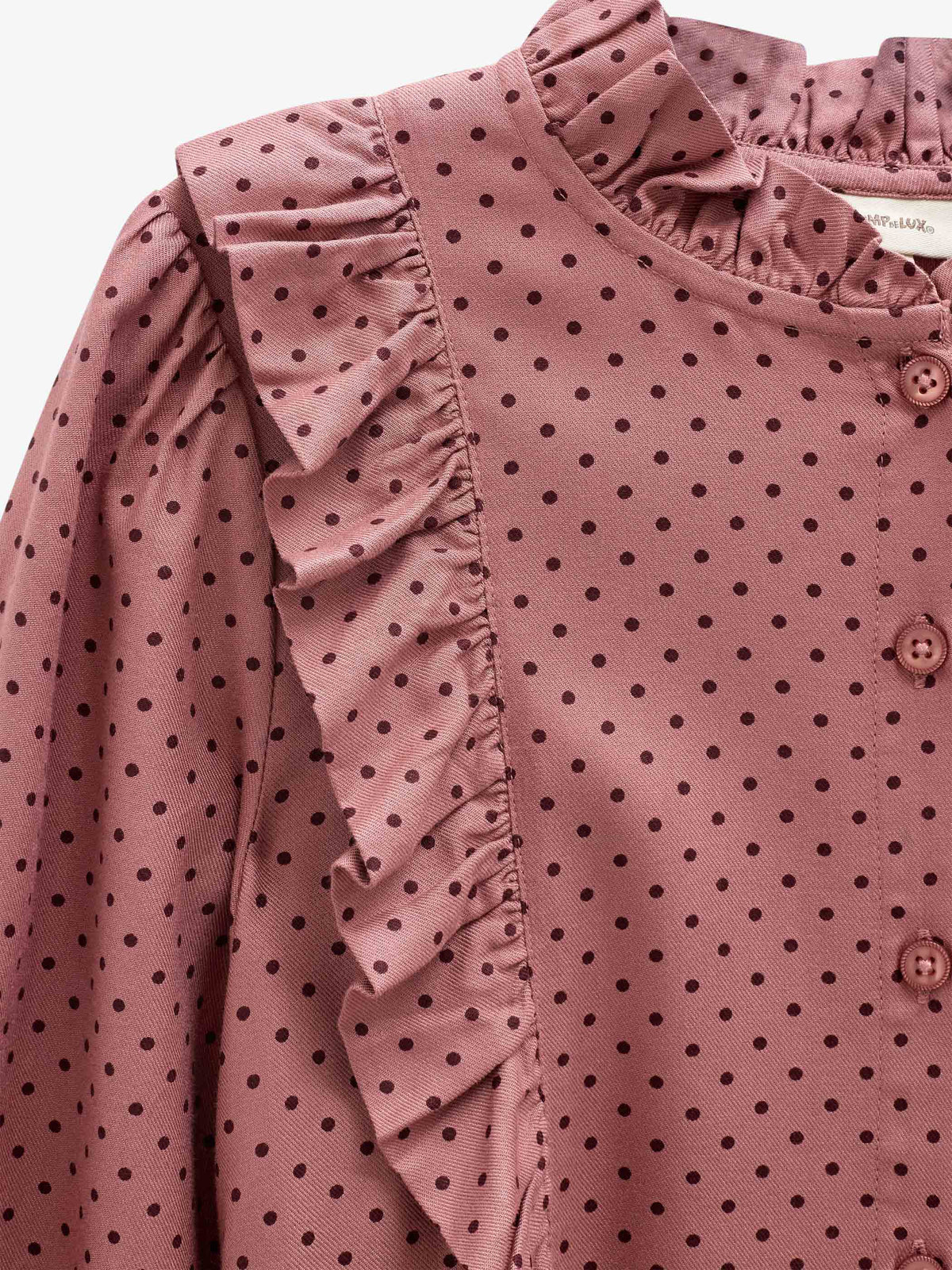 Dotted Viscose Frill Blouse - Tween - Dusty Rose/Bordeaux | 101661 Feline