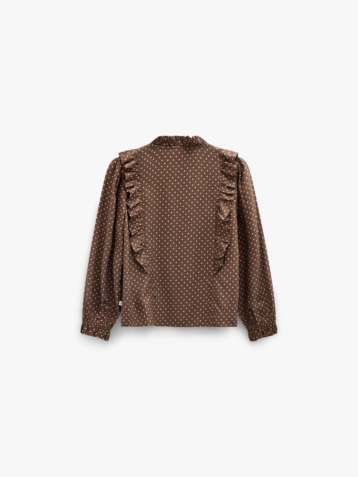 Dotted Viscose Frill Blouse - Tween - Brown/Offwhite | 101662 Feline