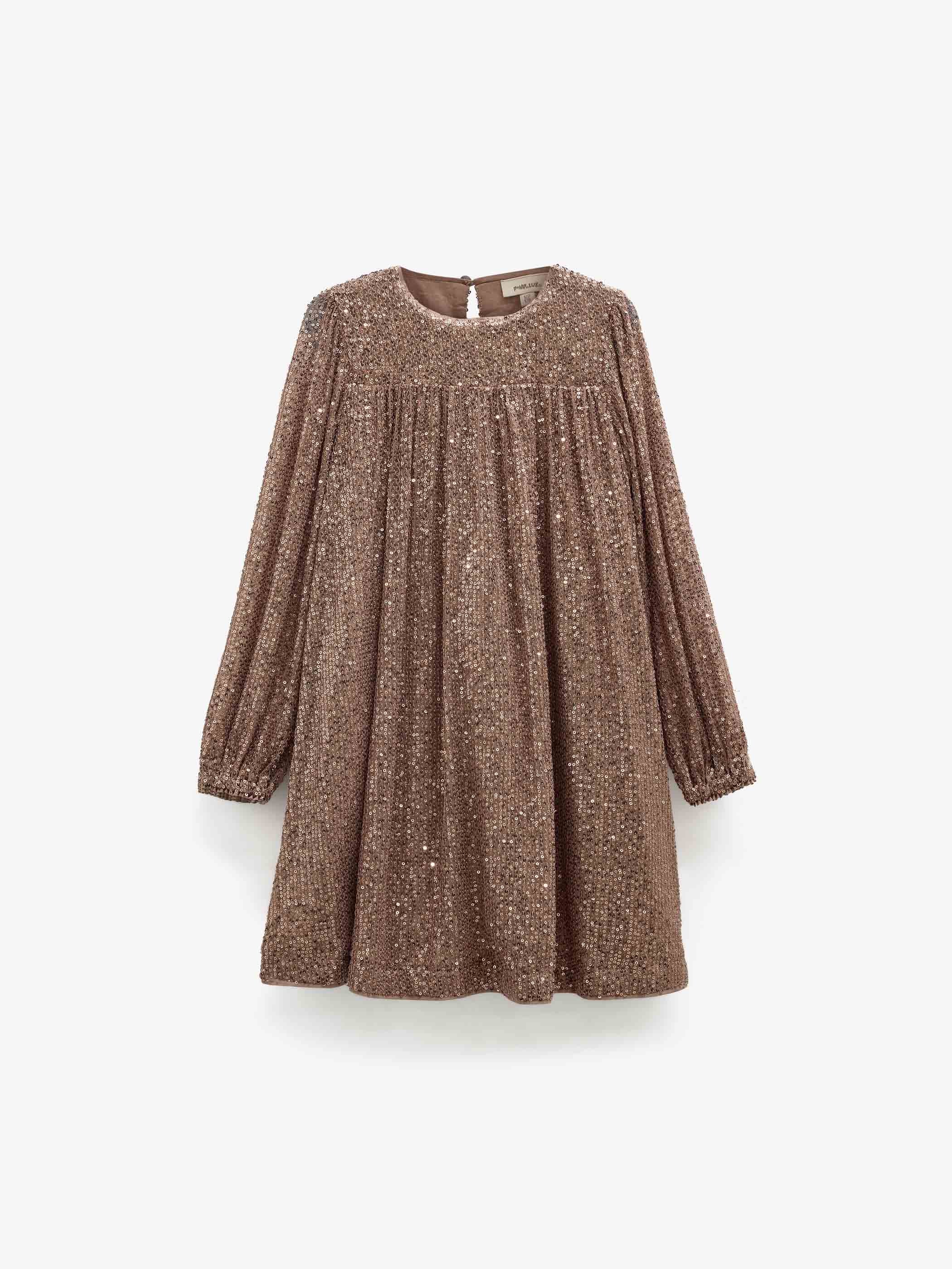 Sequin Dress - Tween - Light Brown | 101676 Amber