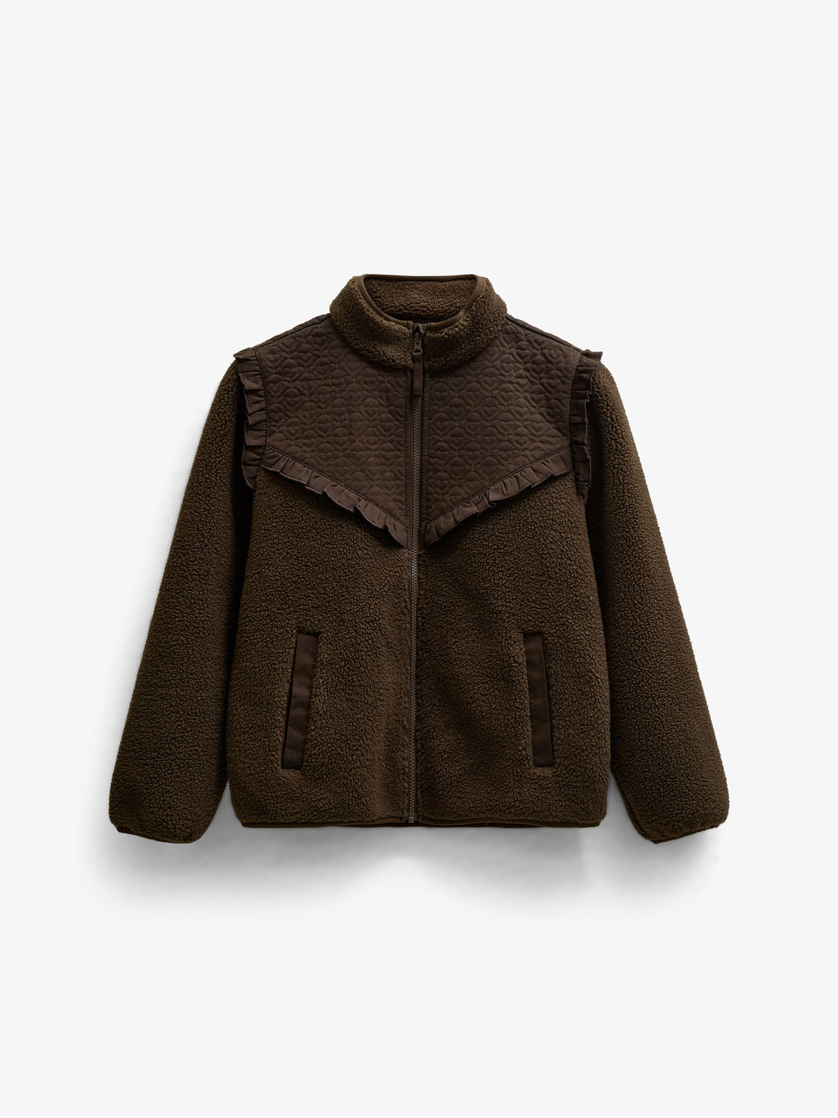 Quilted Yoke Teddy Jacket - Kids - Dark Brown | 101683 Hailey