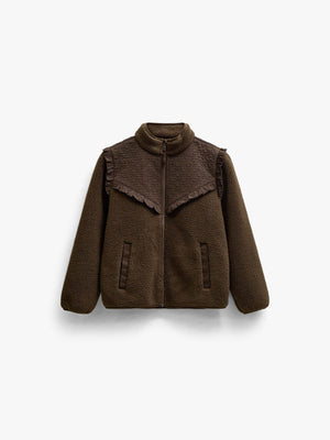 Quilted Yoke Teddy Jacket - Kids - Dark Brown | 101683 Hailey