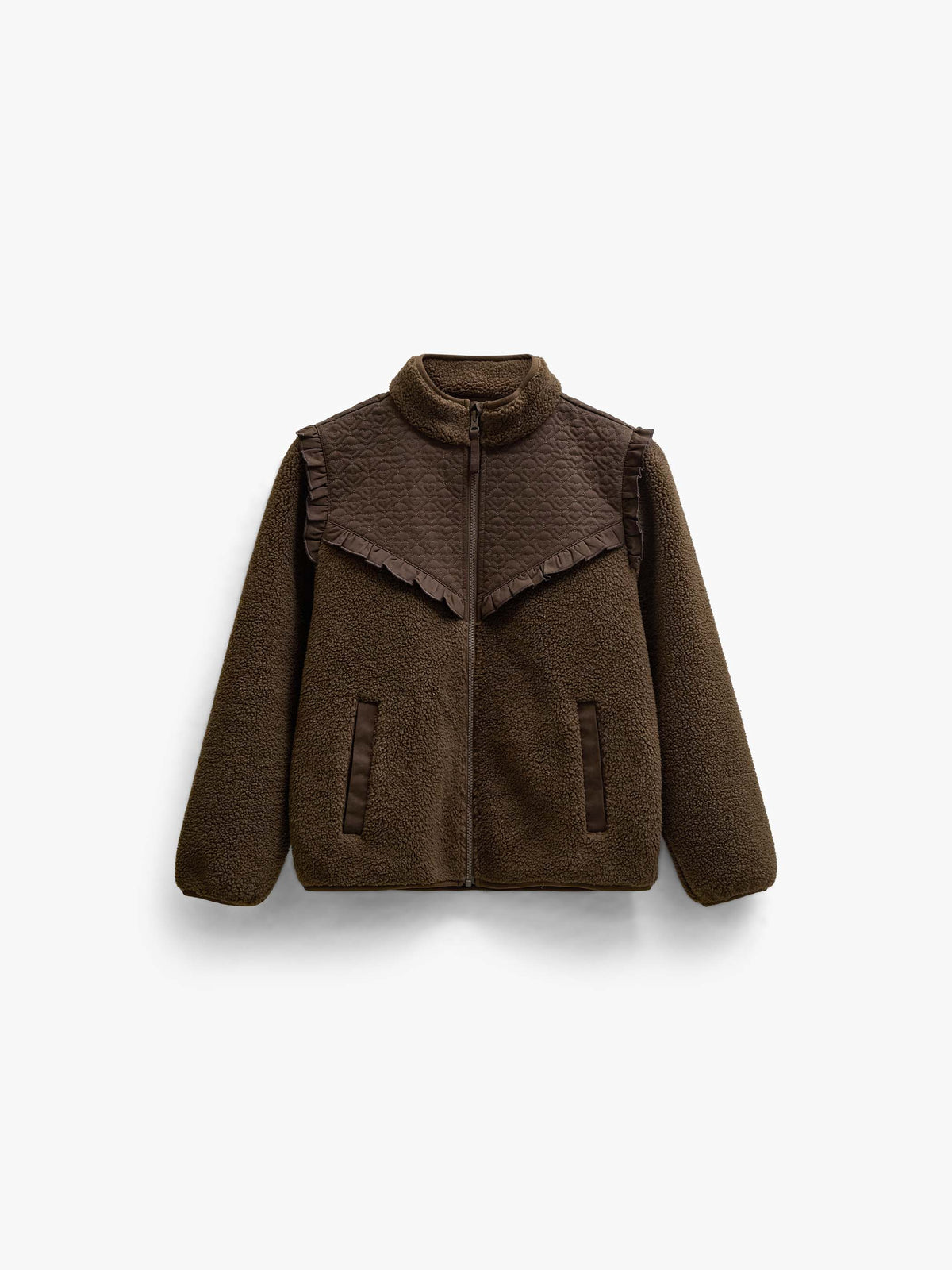 Quilted Yoke Teddy Jacket - Kids - Dark Brown | 101683 Hailey