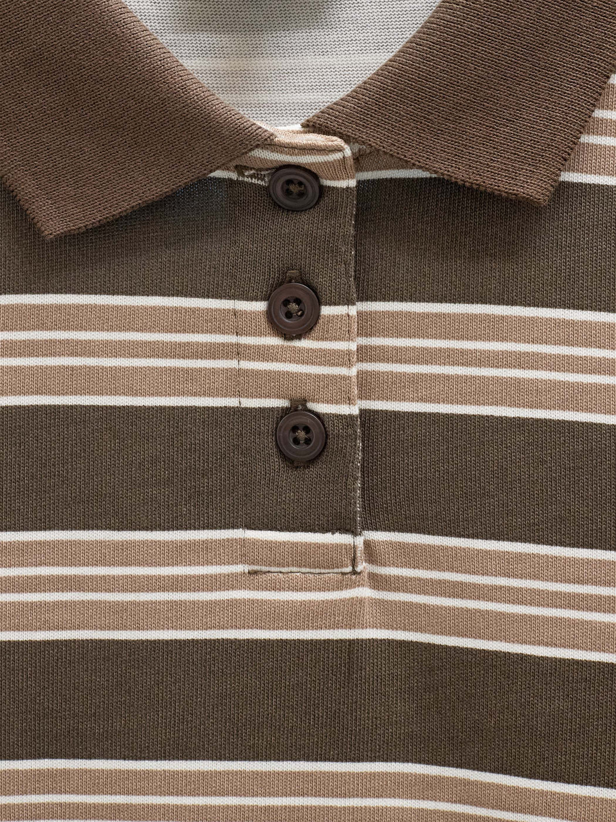 Striped Long-Sleeve Jersey Polo - Kids - Brown | 101695 Hope