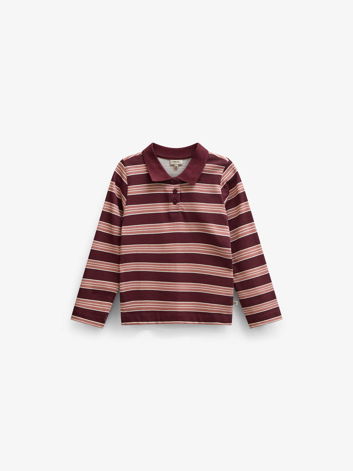 Striped Long-Sleeve Jersey Polo - Tween - Bordeaux | 101698 Hope
