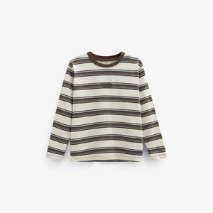 Striped Long-Sleeve T-Shirt - Tween - Offwhite/Brown | 101702 Hugo